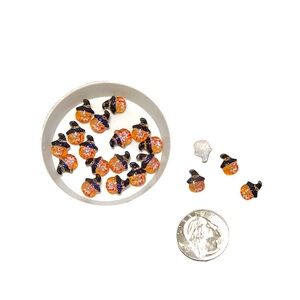 🎃🆕 Halloween Pumpkin Witch Resin Flat Back Nail Charms